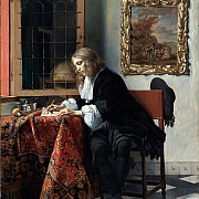 gabriel metsu uomo che scrive una lettera 1664 1666 ca