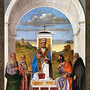 marco basaiti an pietro in cattedra e quattro santi fine ii decennio xvi sec