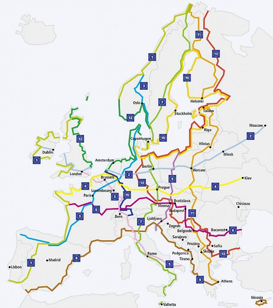 rete europea di piste ciclabili