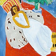 henri matisse giovane donna in bianco sfondo rosso 1946