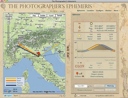 Effemeridi per la fotografia